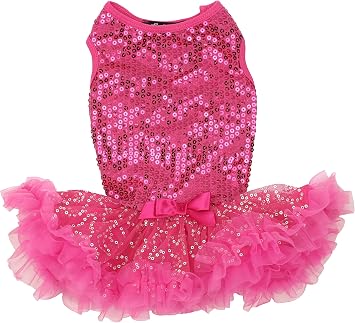 Hot Pink Glitzy Sequins Costume Dress for Dogs