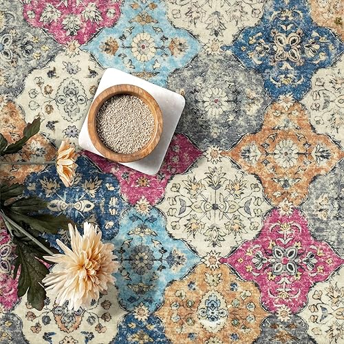 Miniatura 4 de Alfombras de 2 x 3 pies para entrada, alfombra pequeña lavable antideslizante para puerta de interior de cocina y baño, alfombra oriental para