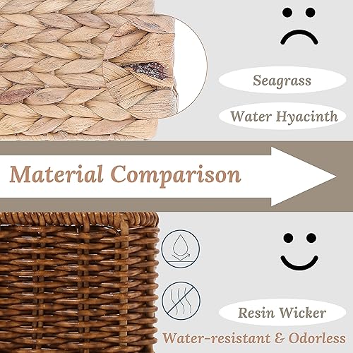 Miniatura 10 de Cestas para organizar, Cesta pequeña de mimbre, Cestas de almacenamiento para baño, Cesta de inodoro, Cesta pequeña con asa, Cestas de