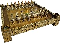 Vista 1 de HPL Medieval Times Busts Painted Knights Chess Set W/ 17" Castle Fortress Board