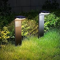 Vista 1 de Paquete de 2 luces solares para camino con modo blanco cálido y blanco frío, modernas luces solares para senderos impermeables para exteriores