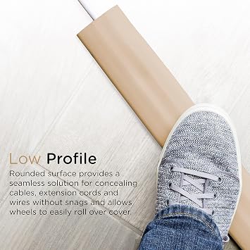 Cordinate 6ft Floor Cord Cover, Cable Protector, Hide Extension Cords, Protect Cords, Prevent Cable Trips, Heavy Duty Cord Hider - Cable Cavity 0.75 (W) x 0.43 (H) - Tan