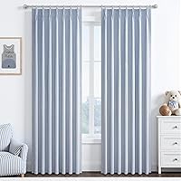 Vista 36 de Cortinas opacas térmicas 100% de 84 pulgadas de longitud, juego de 2 paneles para dormitorio, cortinas de ventana de lino con pinzas plegadas