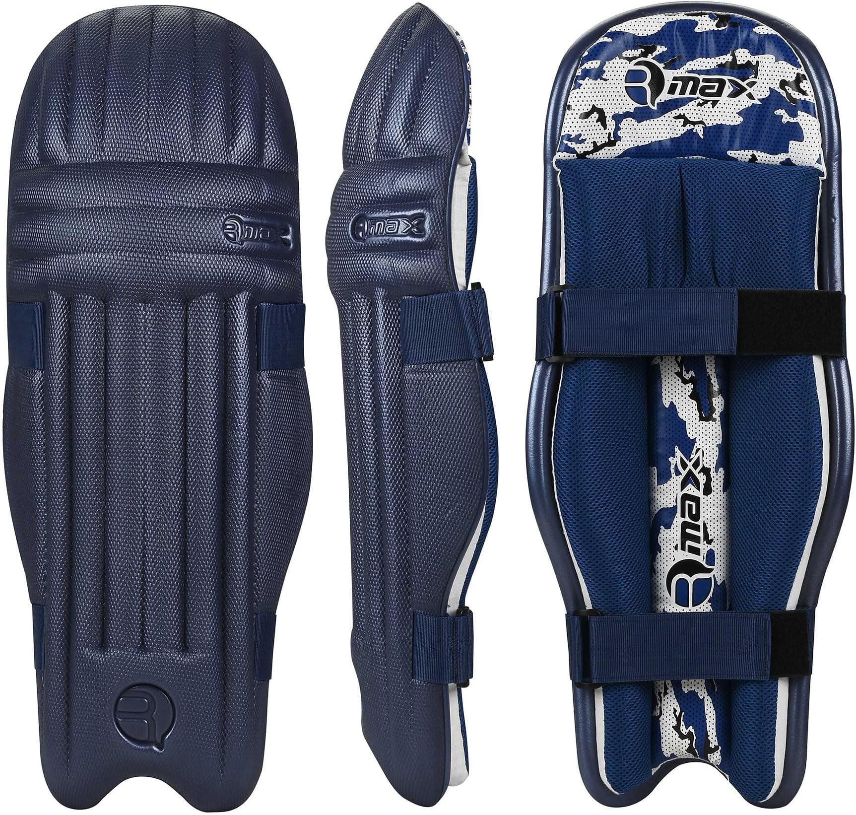 RMAX Cricket Batting Legguard Pad Full Size (Navy Blue)