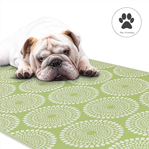 Miniatura 6 de Fab Habitat Alfombra para exteriores, impermeable, resistente a la decoloración, sin arrugas, plástico reciclado de alta calidad, medallón floral -