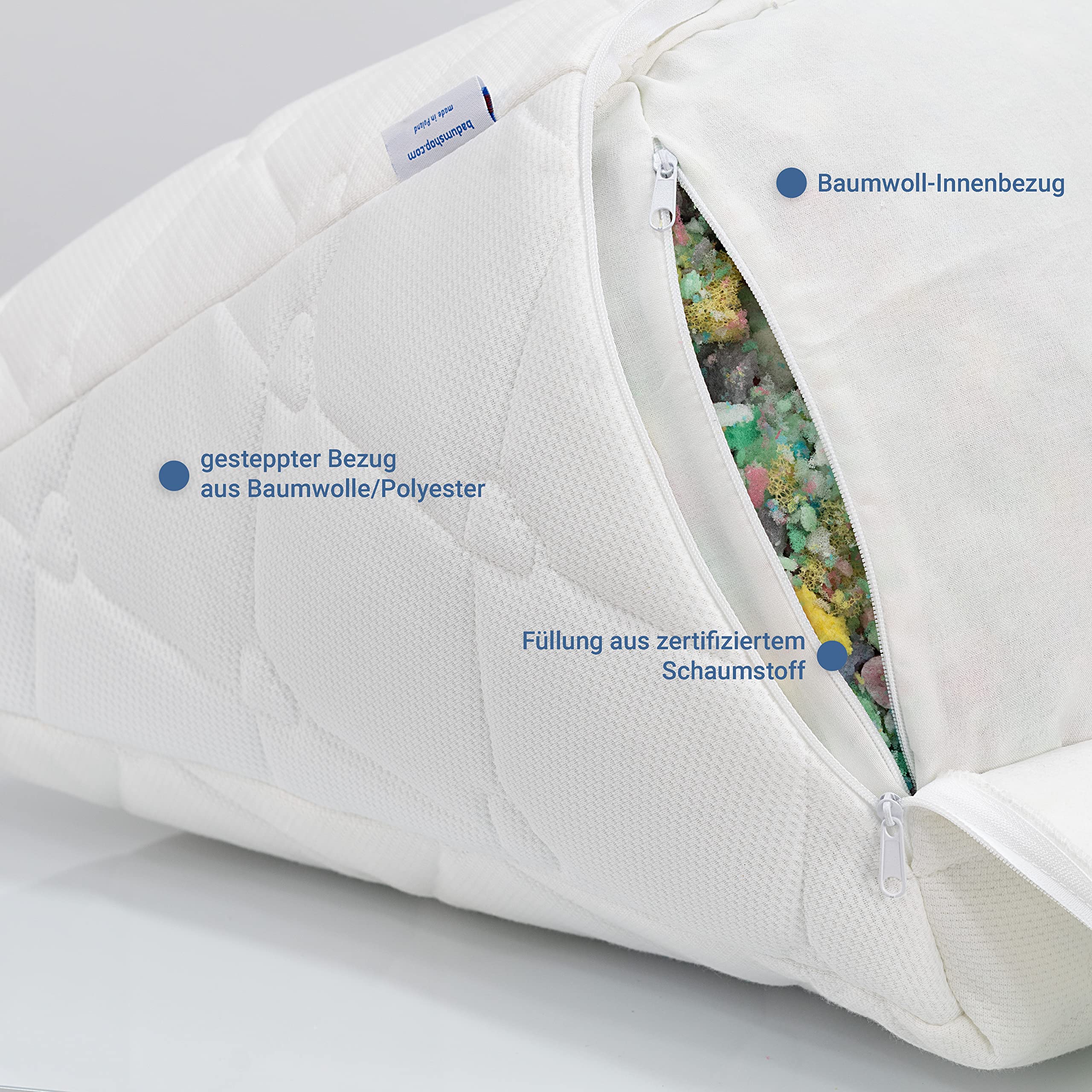 Badum - Poduszka pod plecy – poduszka klinowa na łóżko – 60 x 50 x 30 cm poduszka do książek, sofa, kanapa, poduszka do czytania, oglądania telewizji, refluks, poszewka z bawełny nadająca się do