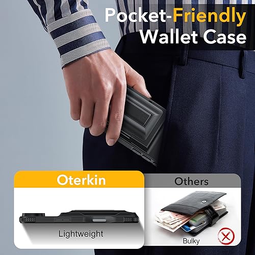 Vista 6 de Oterkin Funda tipo cartera para iPhone Air [4-5 tarjetero] [bloqueo RFID] [Protección completa de la cámara] [Soporte de apoyo]