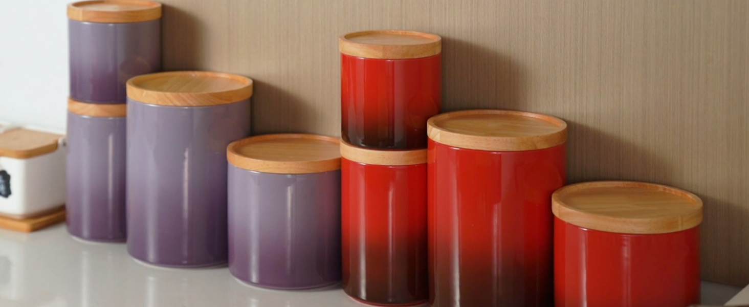 YYW Ceramic Food Storage Canisters With Airtight Lid - 700ml (Short) Or 1000ml (High) For Coffee, Flour, Sugar - View #8