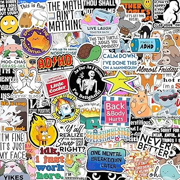 73 Pcs Funny Stickers for Adults Dirty Humor, Water Bottles Waterproof Cool Stickers for Laptop, Bumper, Phone, Hard Hats, Sarcastic, Scrapbooking 73