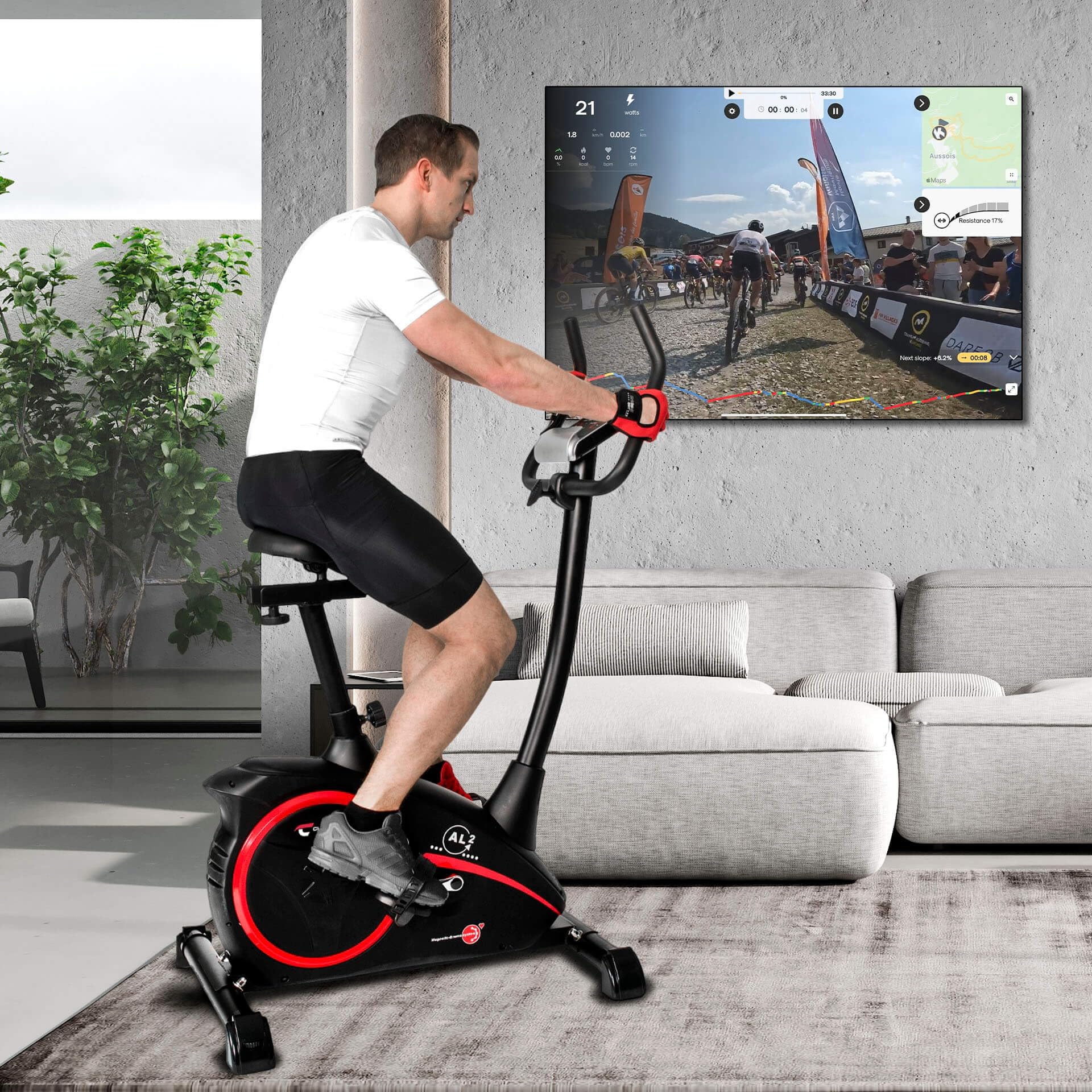 Christopeit Heimtrainer Fahrrad Ergometer AL 2 / AL 2 S, bis 150kg, 24 Widerstandsstufen, 9kg Magnet-Bremssystem, leise, Soft-Touch-Computer