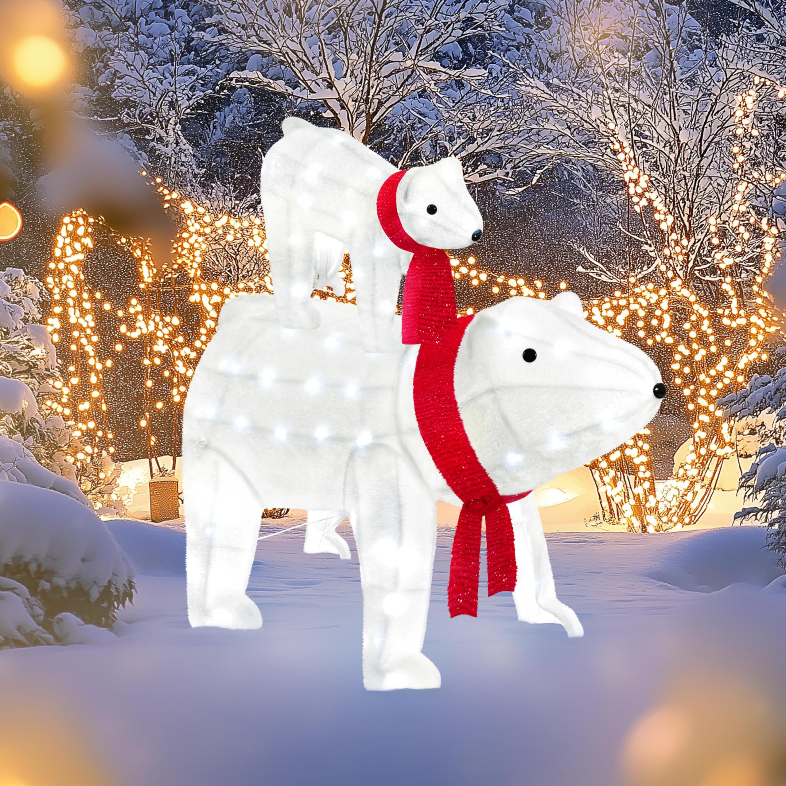 Polar Bear Lighted Lawn Decorations LED Lighted Inflatable Polar Bear