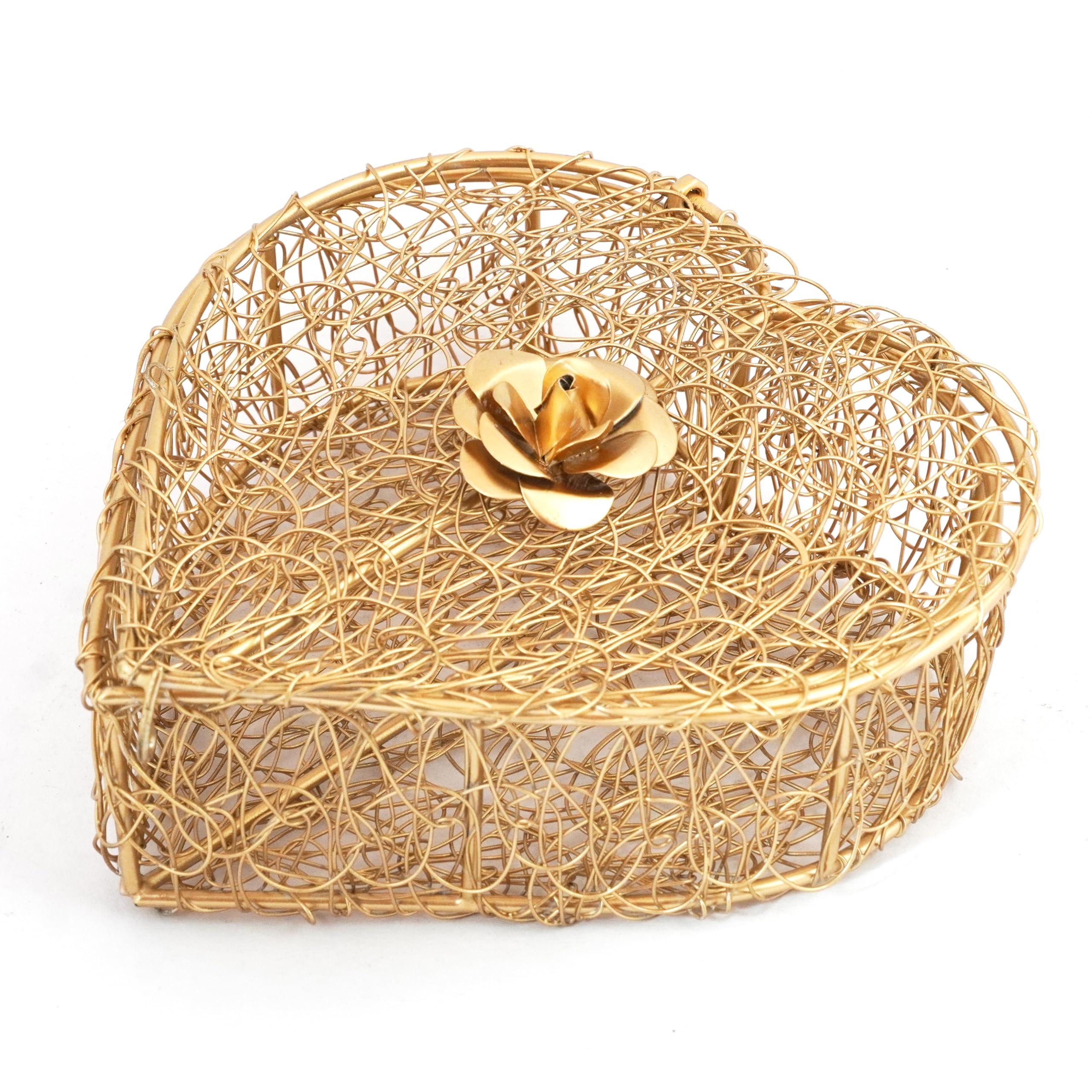 Panier de fête décoratif doré en maille métallique raffinée