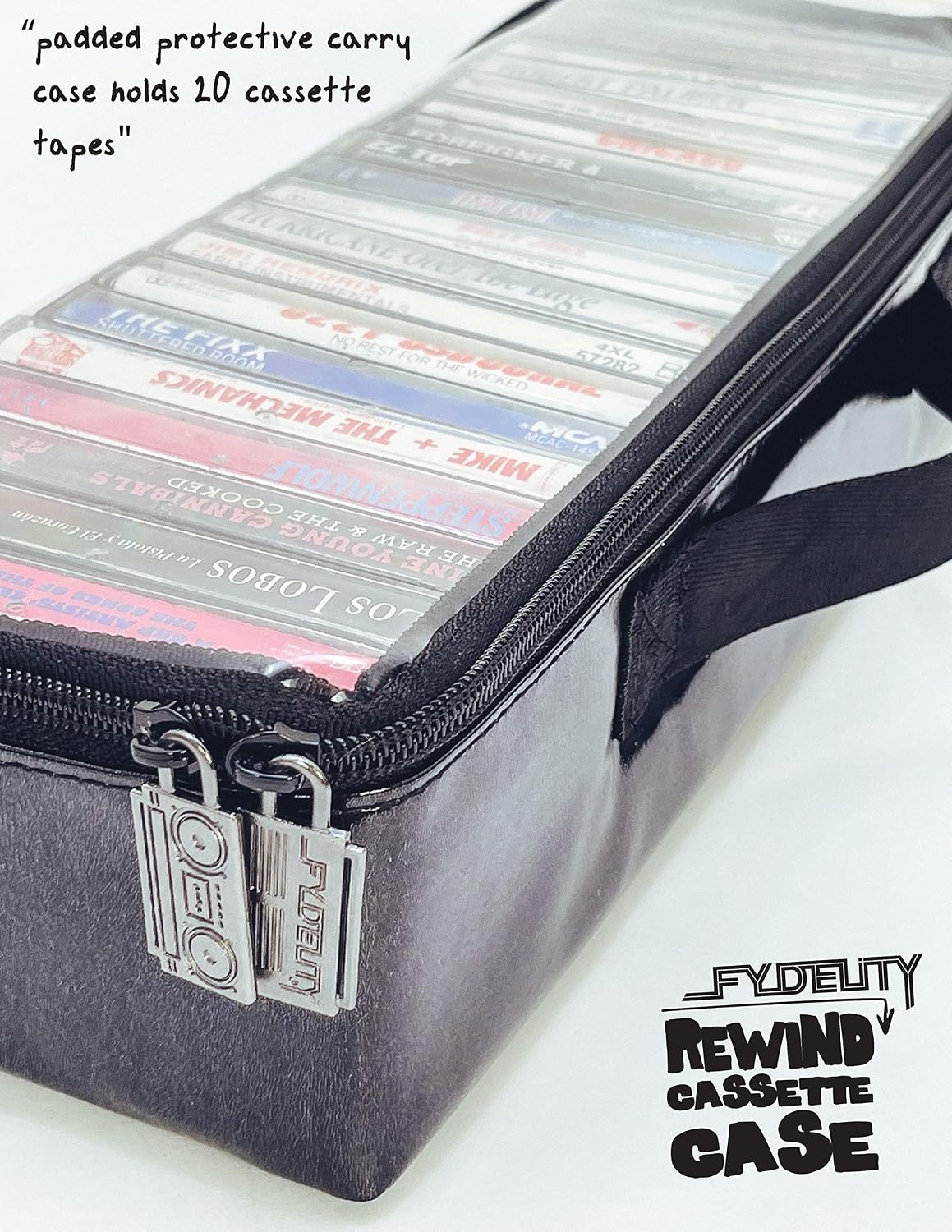 Fydelity Cassette Tape Carrying Case, Car Holder Cassette Tape Storage Case