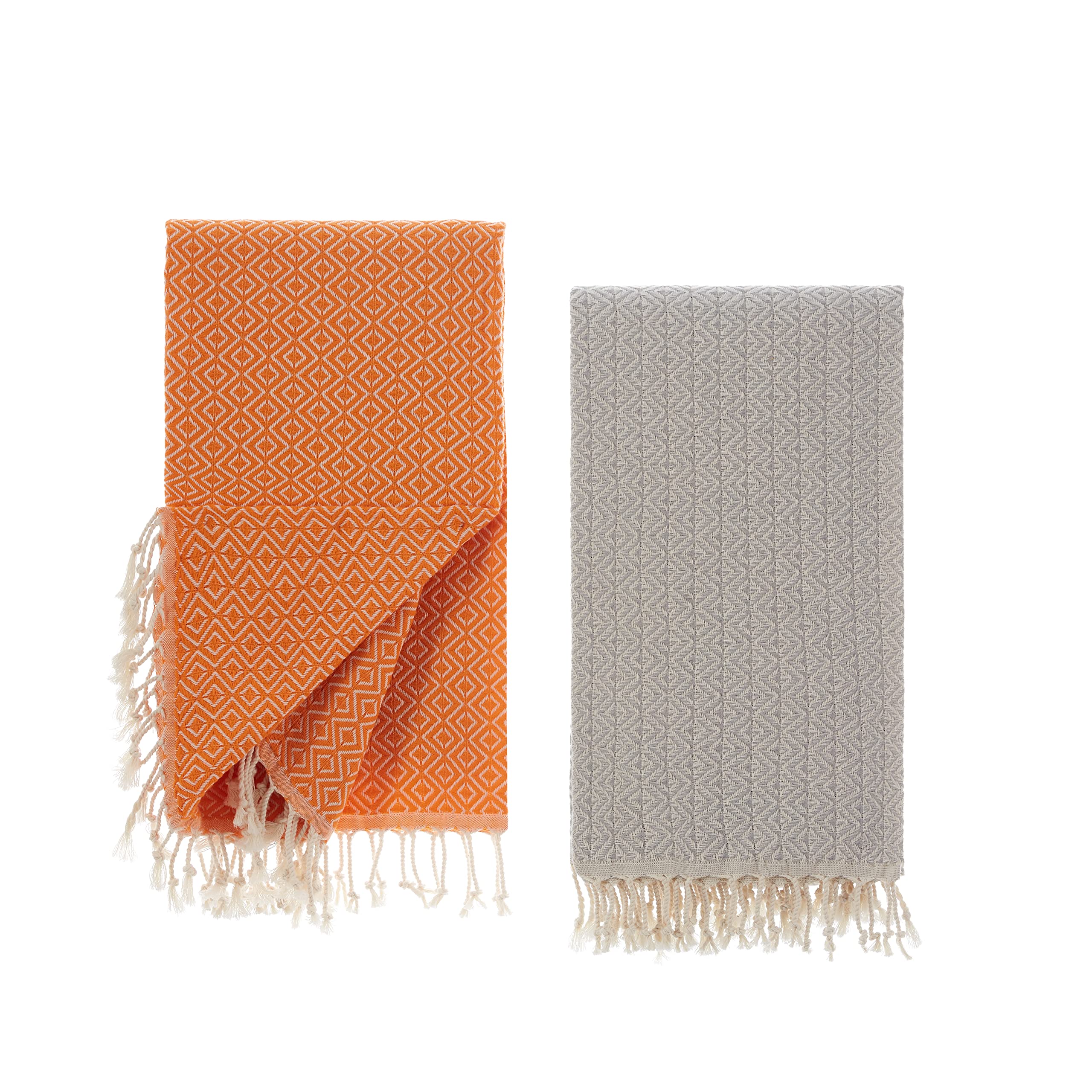 Tuiste Telo Mare Arancione - Grigio Chiaro, Asciugamani Mare Grande Antisabbia, Asciugamani Spiaggia, 2 Pezzi Telo Mare Spugna, Uomo E Donna Telo Cotone Mare, Telo Mare Sottile Da Viaggio, 100x180cm