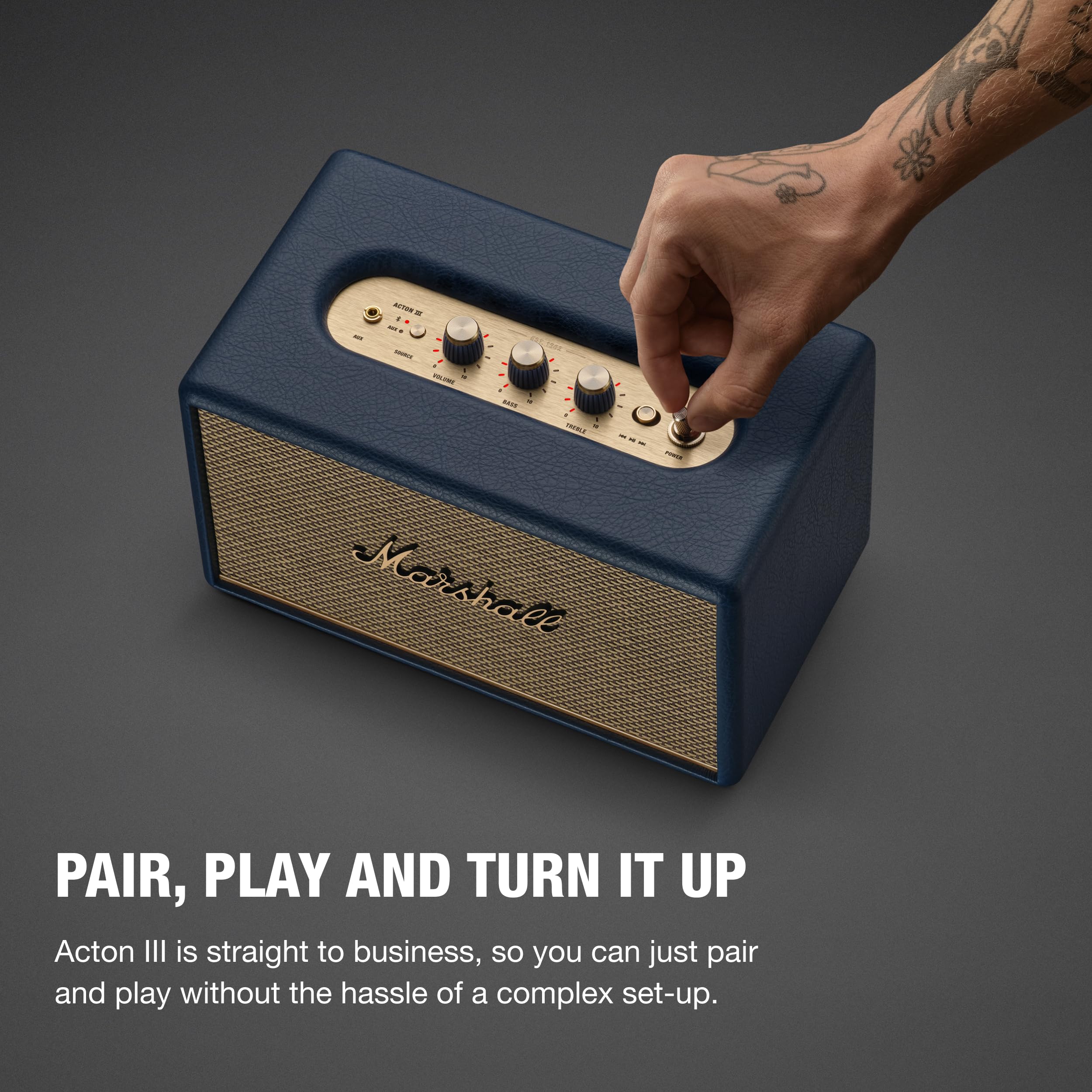 Marshall Acton III Bluetooth Speaker - Midnight Blue : Amazon.com