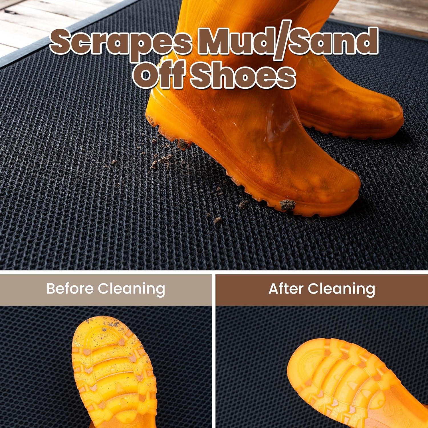 Outdoor Indoor Door Mats for Entryway, Heavy Duty and Durable All-Weather Entry Mat, Low Profile, Non-Slip and Easy Clean Outdoor Doormat for Entrance, Patio and Garage(Black 47"x31")