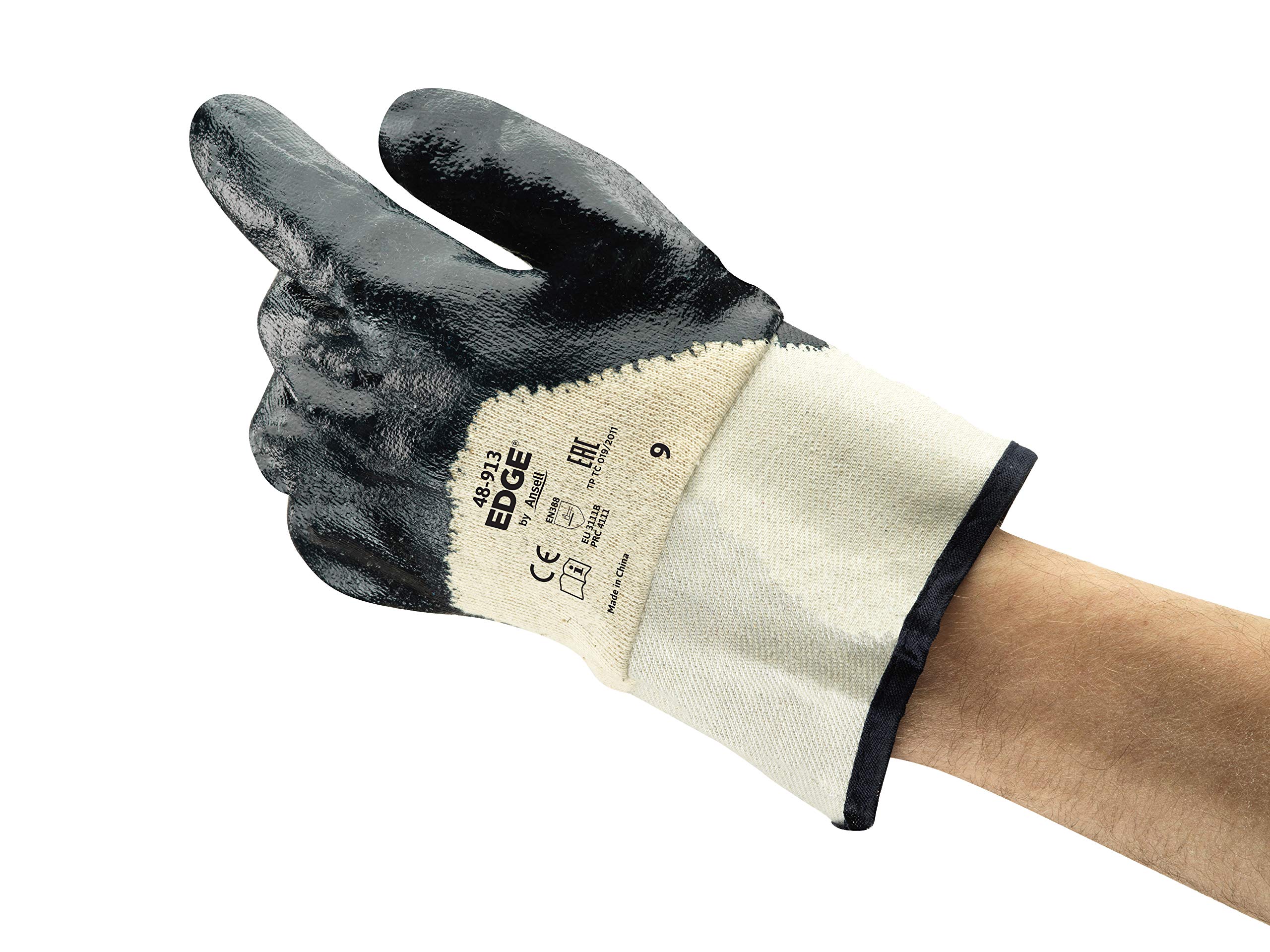 Oceanic Ansell EDGE 48-913 Arbeitshandschuhe, Öl Abweisende Mechanikschutz Handschuhe, Industrie PSA Damen Herren, Waschbar, Blau, Größe XL (12 Paar)