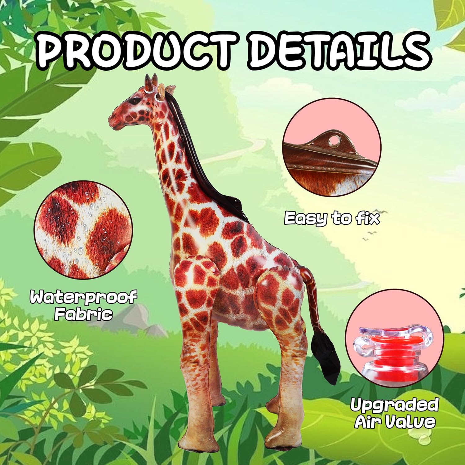 ILILEISURELY Inflatable Giraffe,Realistic Safari Jungle Animal Balloon for Birthday Baby Shower Wedding Party Decorations Wildlife Photo Prop