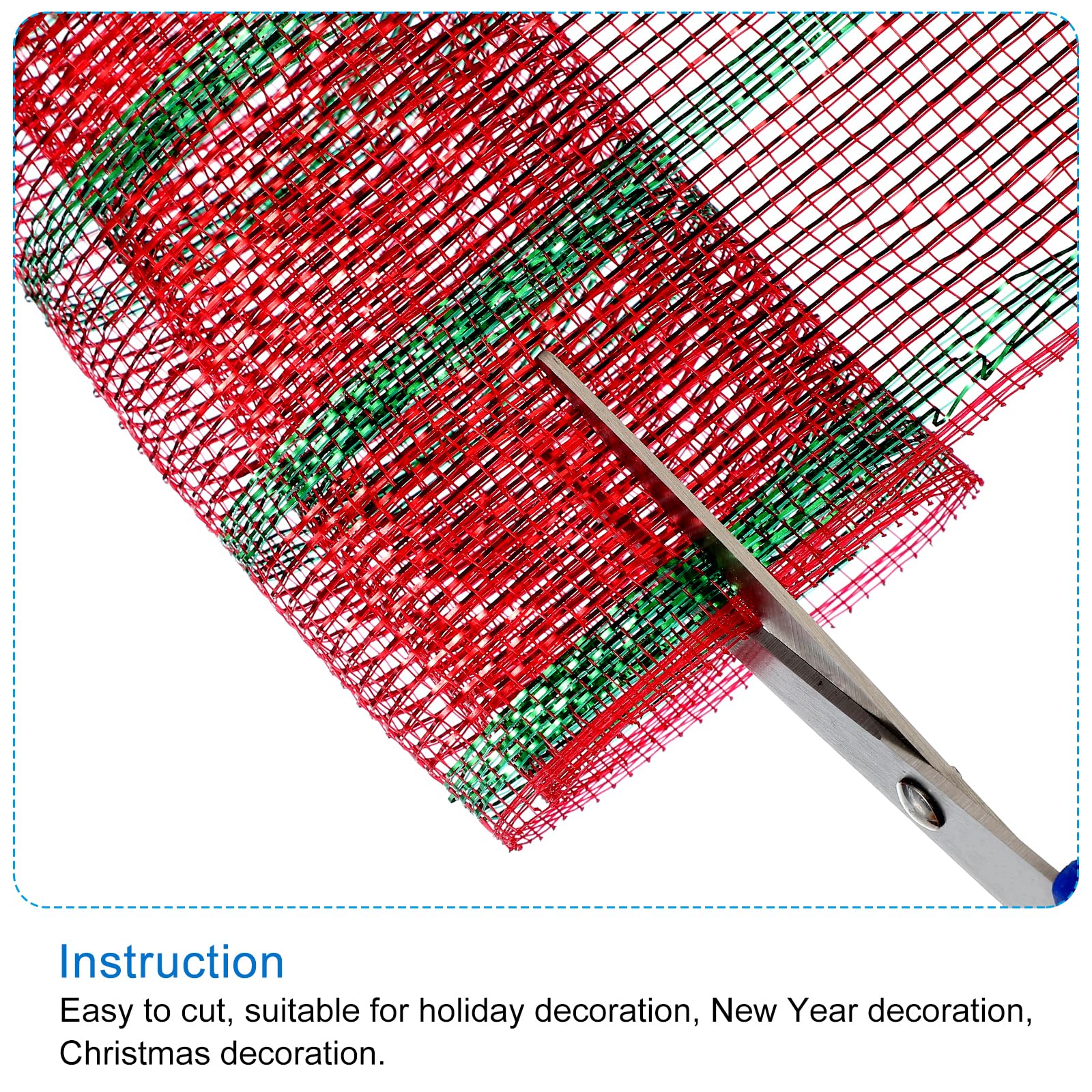 PATIKIL Decorative Mesh Ribbon, 10 Inch x 10 Yard Mesh Ribbon Roll Foil Metallic for Christmas Tree Wreath Decoration Thin Red/Green - Image 4