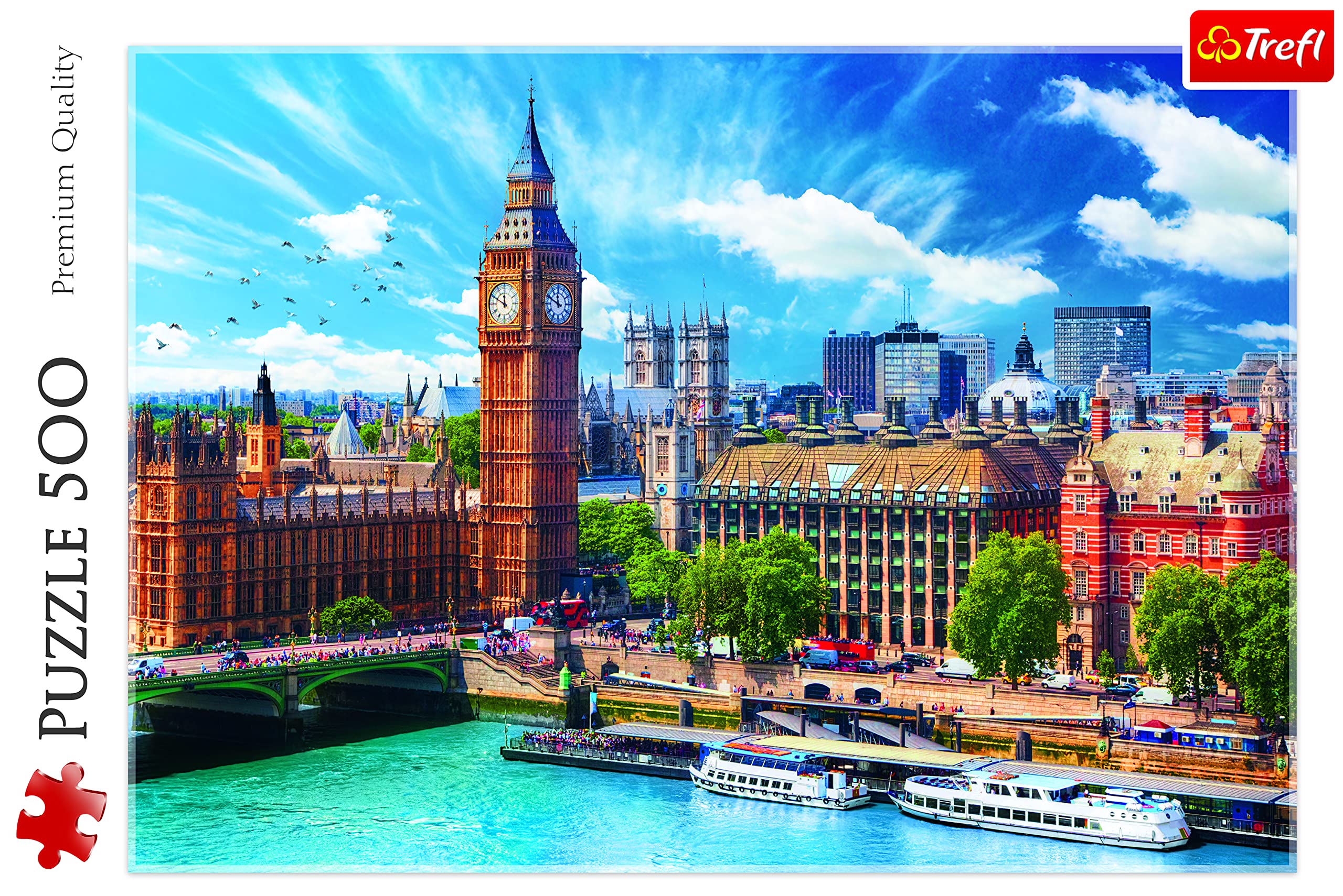Trefl, Puzzle, Día Soleado en Londres, de 500 Piezas, Inglaterra, Monumentos de Londres, Big Ben, Puzzle con Vistas a la Ciudad, para Fans de Londres, Capital de Inglaterra — view 3