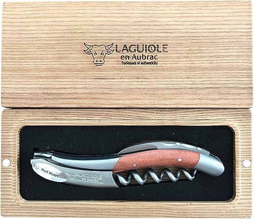 Laguiole En Aubrac Sommelier Waiter's Corkscrew, Redheart wood Handle, Wine Opener With Foil Cutter & Bottle Opener
