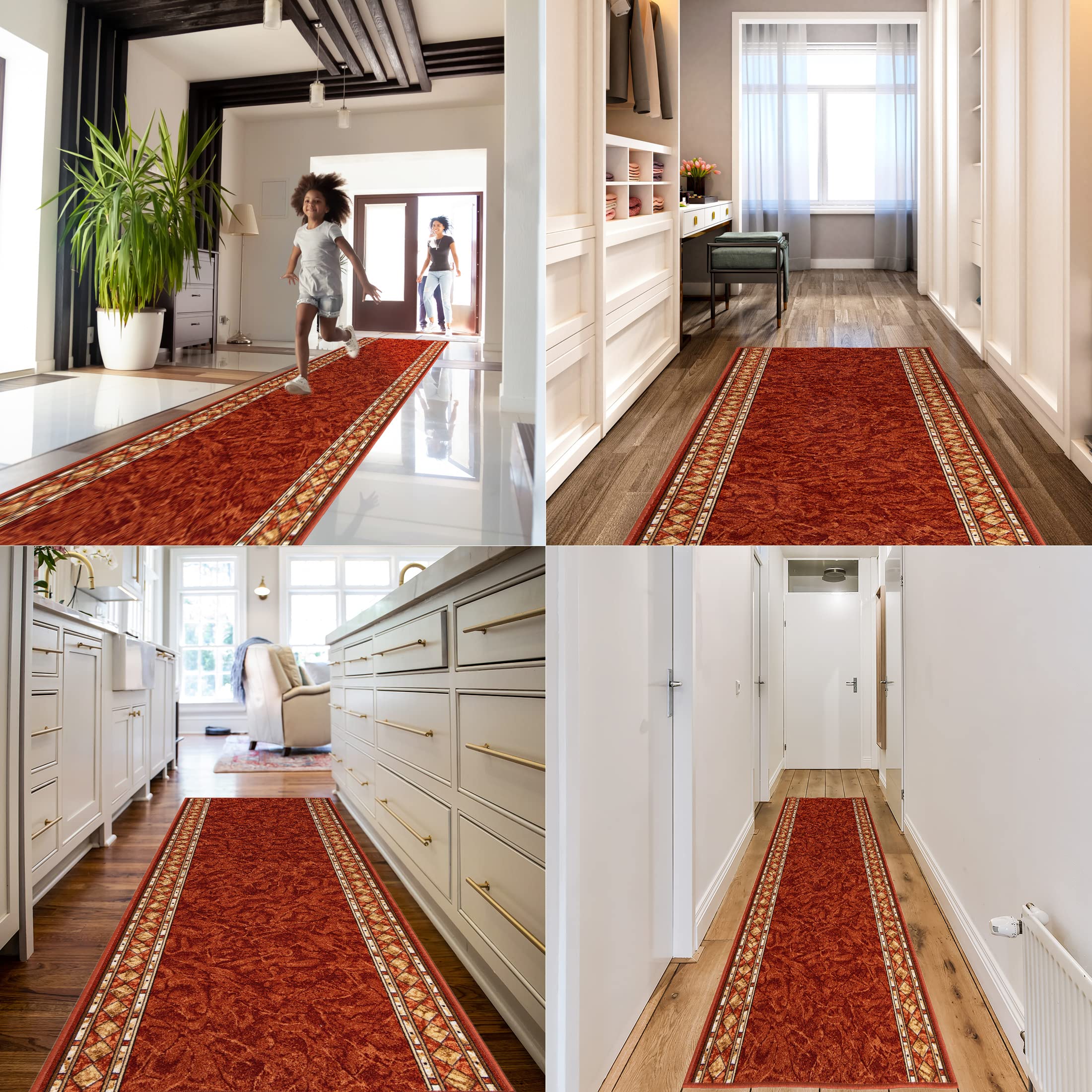 Mazovia Tappeto Passatoia Corridoio 67x375cm Arancione Classico Morbido