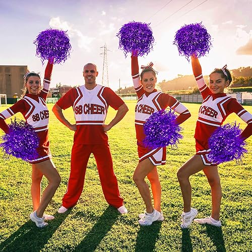 Miniatura 5 de 60 pompones de animadora de papel metálico con mango de plástico, accesorio de disfraz para fútbol, baloncesto, animación, escuadrón de animación,