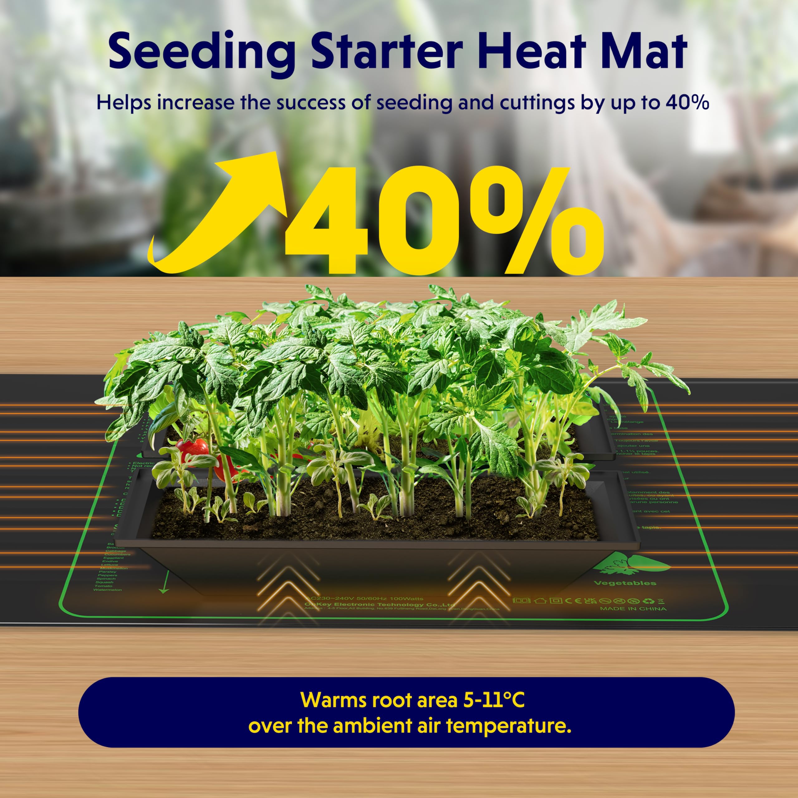 Heizmatte Pflanzen Gross Wasserdicht Wärmematte für Sämling Germination Haustier,122x51cm Keimung Pflanzen Dauerhaft Heizmatte Terrarium,100W,1Pcs