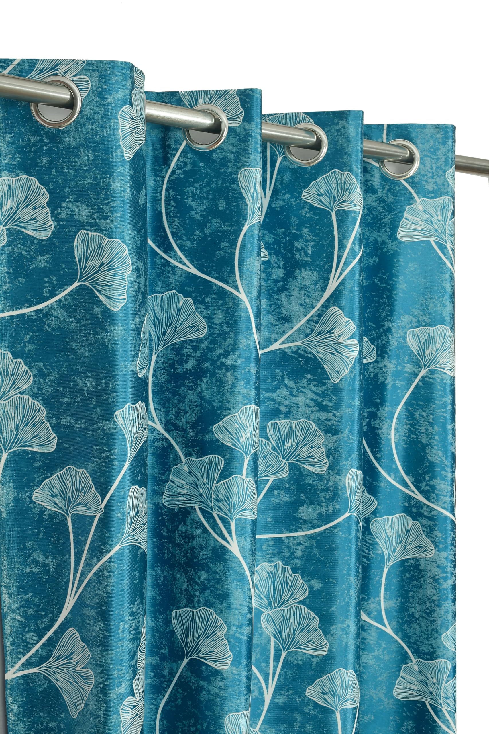 Exporthub Glossy Shine 3D Floral Digital Printed Aqua Blue Colour Window Curtains 6 feet Long Set of 2 Pc, for Living Room and Bedroom (EHSPR070_64)-image-31