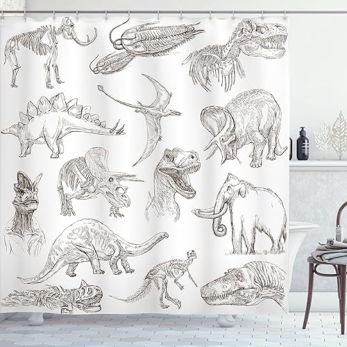 Miniatura 54 de Ambesonne Cortina de ducha de terror, salpicaduras de sangre, estilo grunge, estampado temático de terror zombi aterrador, juego de decoración de