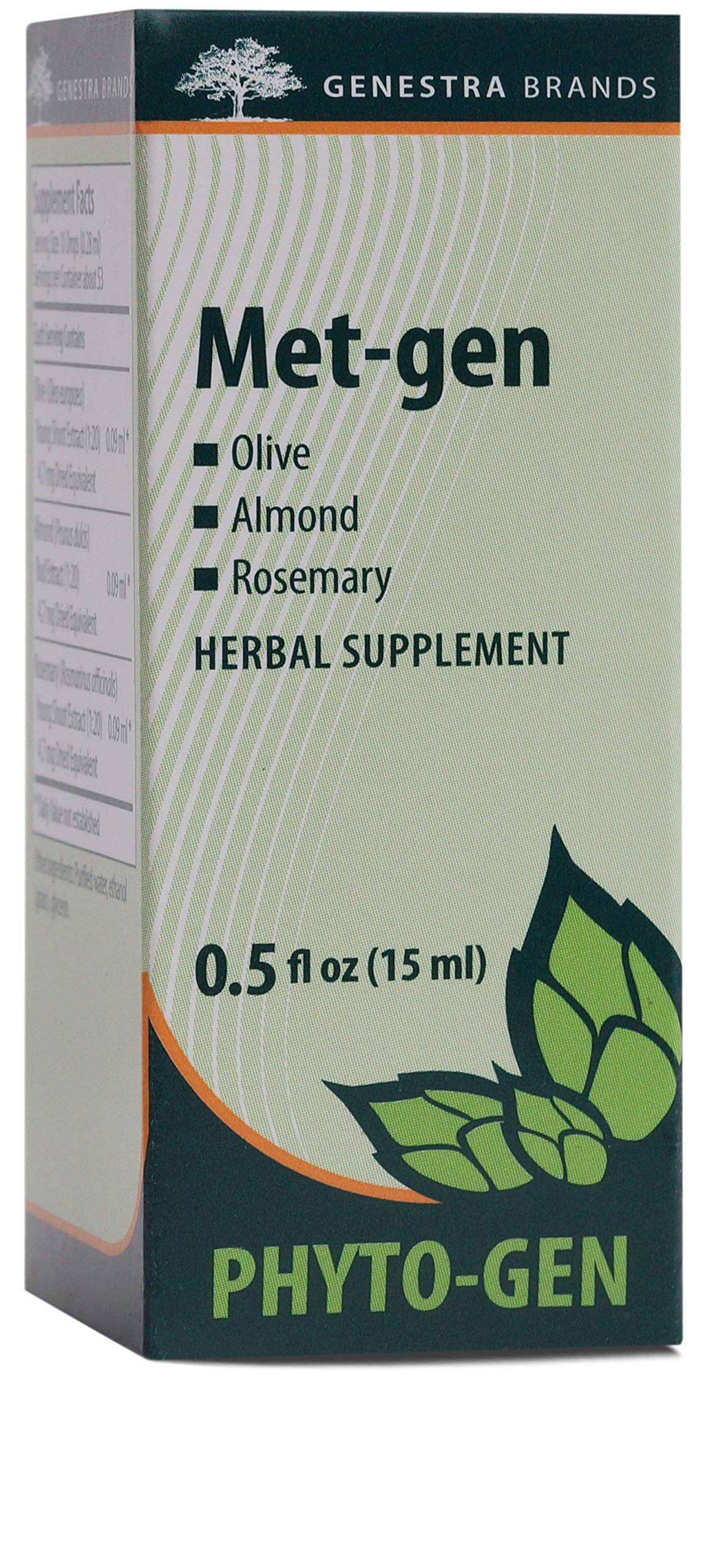 Genestra Brands Met-gen | Olive, Almond, and Rosemary Herbal Supplement | 0.5 fl. oz.