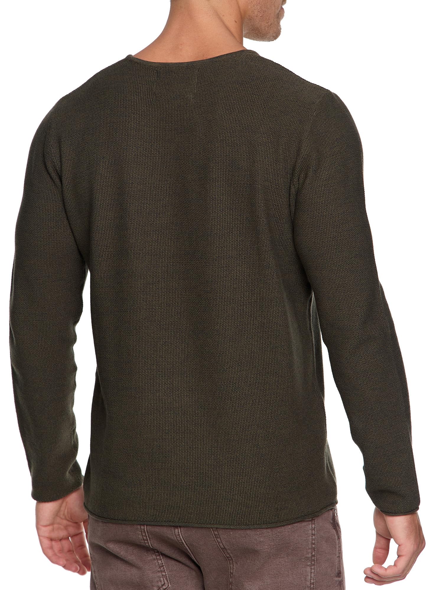 Indicode Herren Loakim Klassischer Strickpullover mit Rundhalsausschnitt | Pullover Herrenpullover Pulli meliert für Männer