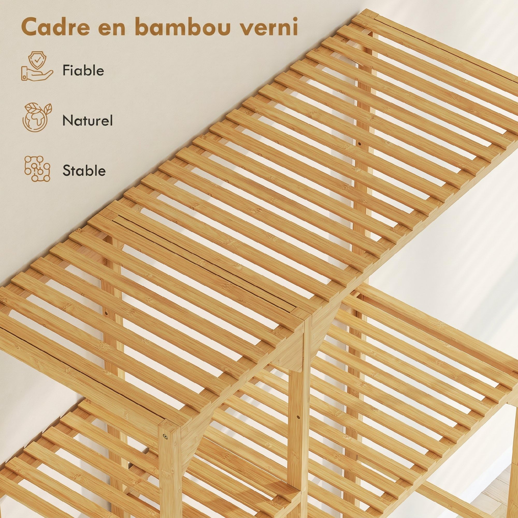 HOMCOM Étagère au-Dessus de Machine à Laver en Bambou, Meuble de Salle de Bain Moderne avec Étagères Réversibles, Meuble de Rangement pour Buanderie, Salle de Bain, Bois Naturel