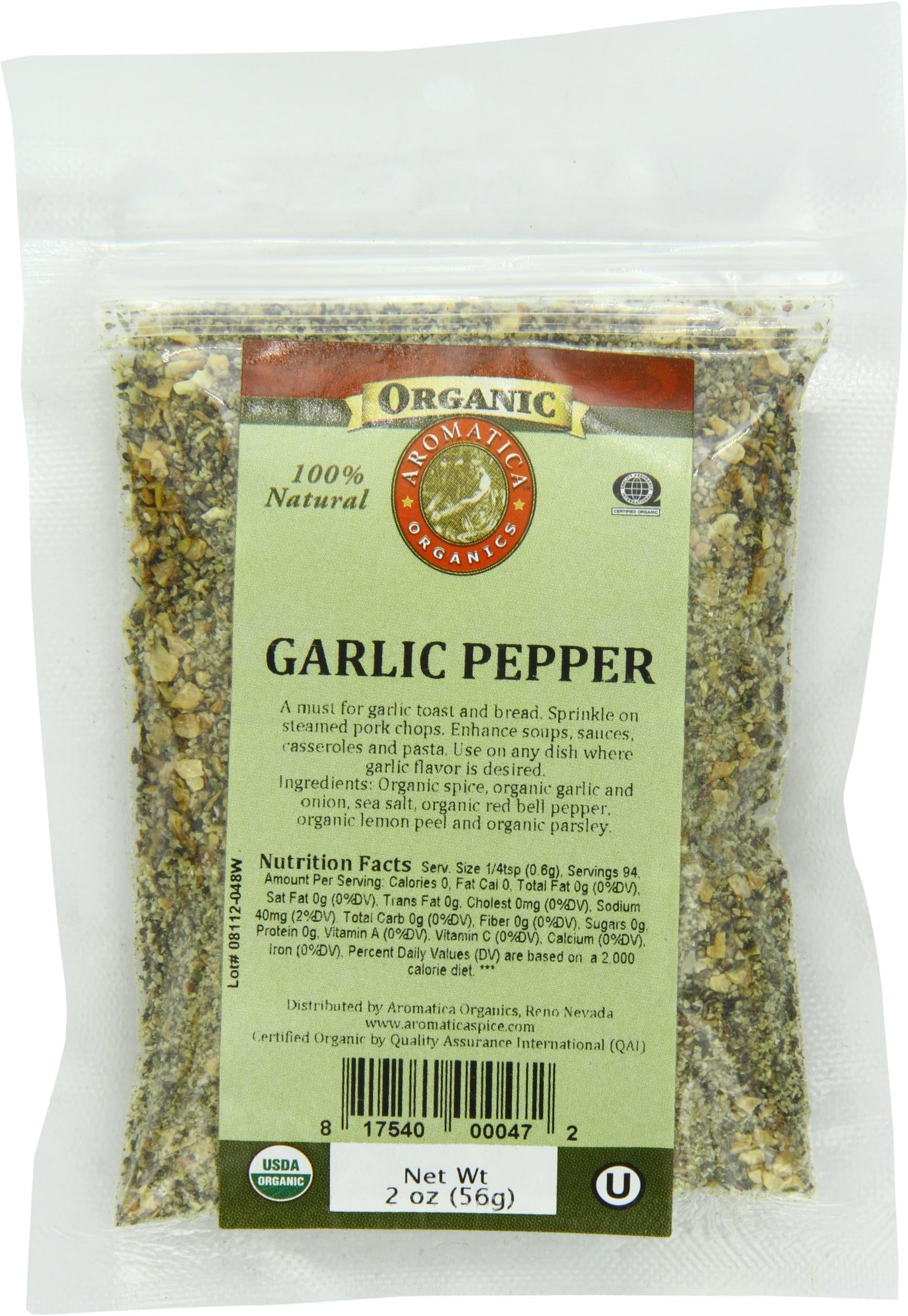Aromatica Organics Garlic Pepper Blend, 2-Ounce