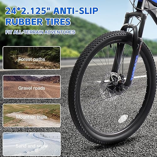 Miniatura 2 de 24/26/27.5 Inch Wheel Mountain Bike, 21 Speed MTB Bike with Full/Front Suspension, Steel Frame and Dual Disc Brakes, Adult Mens Outdoor Cycling