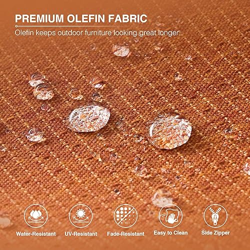 Miniatura 6 de Joyside Silla mecedora giratoria para exteriores para patio, mecedora de mimbre para exteriores con cojines de tela de olefina adecuada para porche