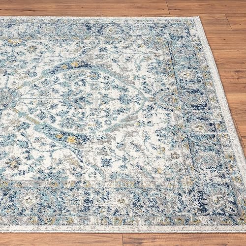 Miniatura 4 de LUXE WEAVERS Euston Collection 8060 - Alfombra oriental moderna color marfil (5 x 7 pulgadas)