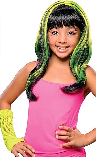 Peluca de rayas de neón amarillas, Amarillo Neón