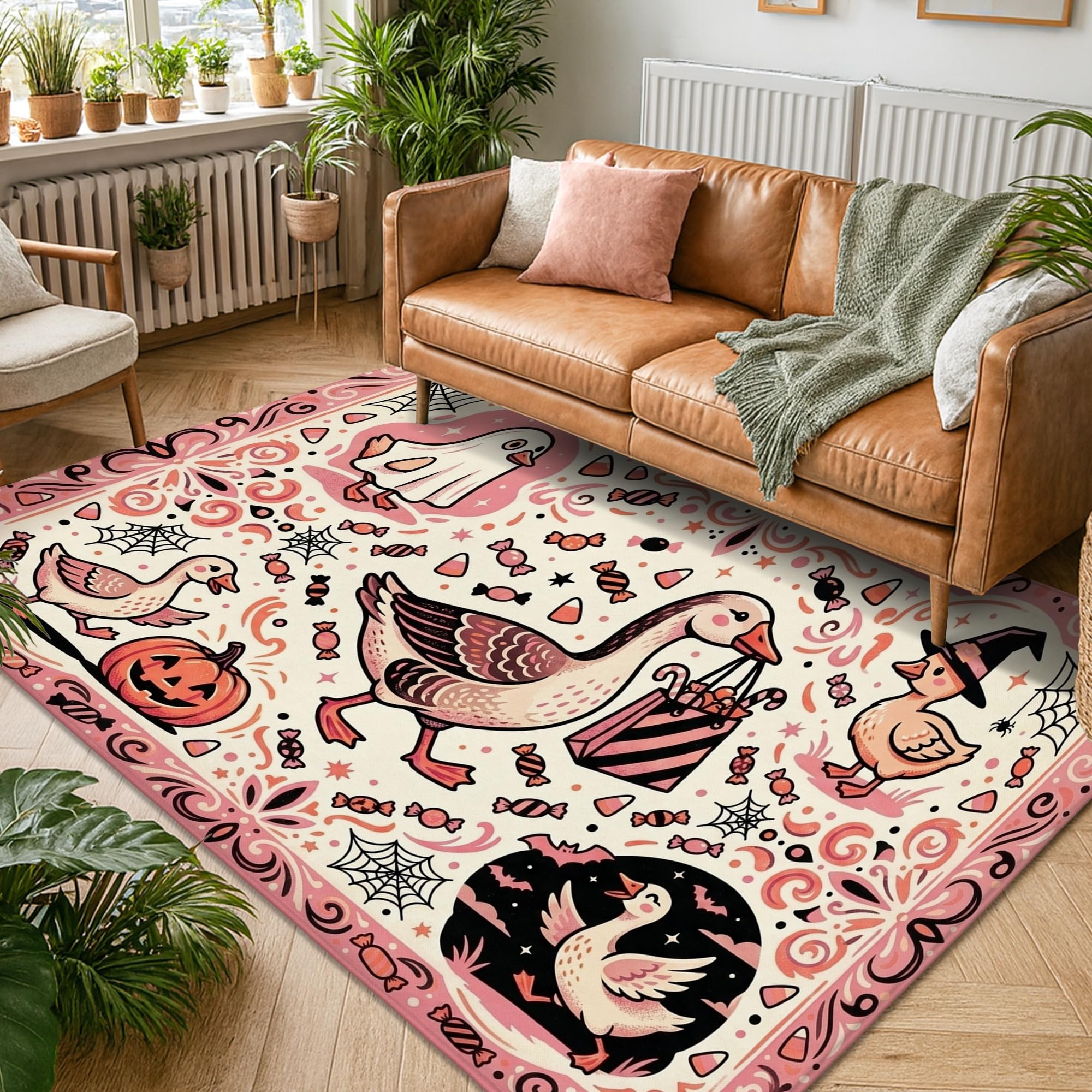 Alfombra de Halloween Goose Trick Or Treats de 5 x 7 pies