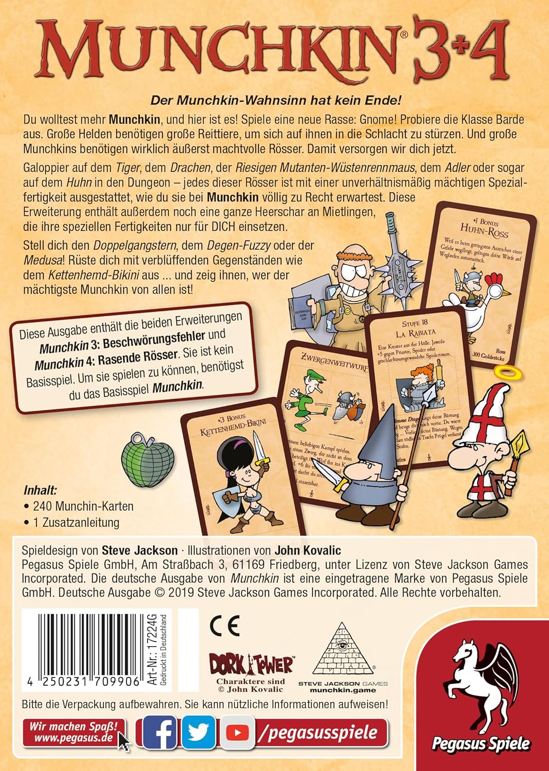 Pegasus Spiele 17224G - Munchkin 3+4, German-Language Card Game