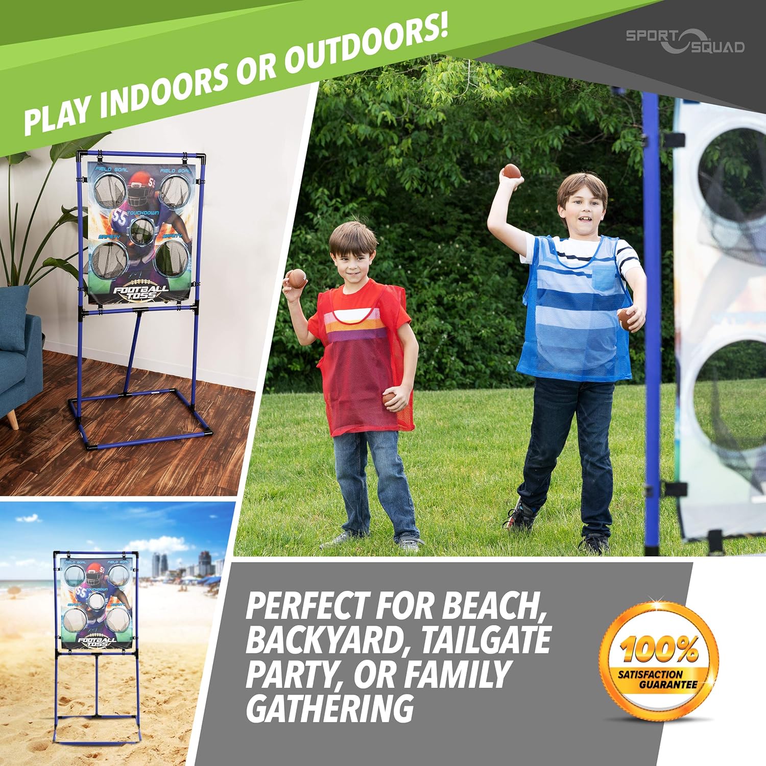 Sport Squad Target Toss Game Set - Choose Either Football Toss or Baseball Toss - Portable Indoor or Outdoor Design for Cookouts, Tailgates, or Backyard Fun - Includes 4 Balls - Easy Assembly , multi : Sports & Outdoors