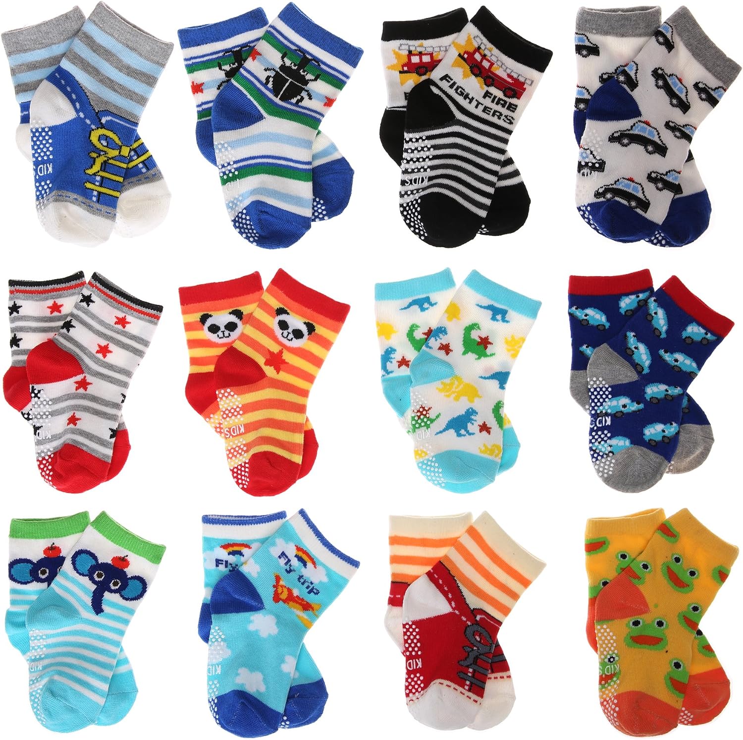 SDBING Baby's Boys Girls Toddler Cute 12-pair Thick Warm Cotton Socks (Anti-slip 1 to 3 Years Old)