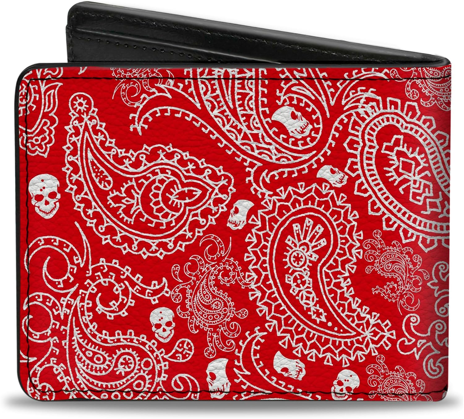 Buckle-Down Men's Bifold Wallet Paisley Skulls, 4.0" x 3.5" (PUW-W30204)