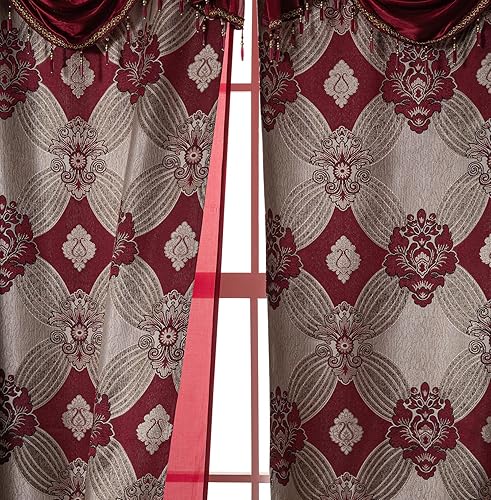 Miniatura 8 de Petrichor Elegant Cortinas con hilos dorados y plateados, cenefa adjunta con tratamiento de ventana de lujo, respaldo transparente y 2 alzapaños