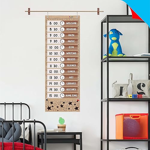 Miniatura 10 de Tabla de bolsillo para horarios diarios, tabla de confeti para aula con 13 + 1 bolsillos, 26 tarjetas reutilizables (13 tarjetas impresas de doble