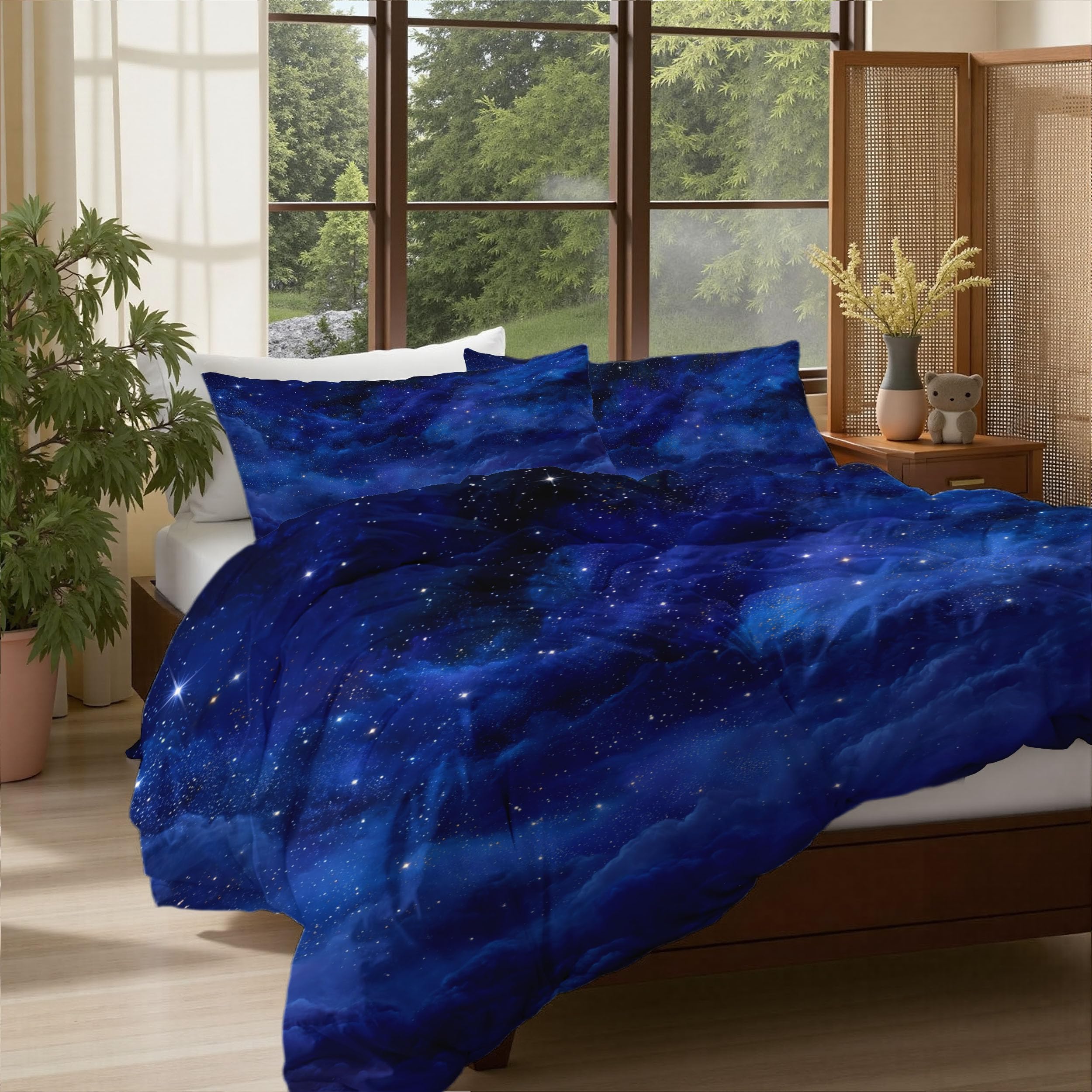 Housse de couette bleu marine 140x200 art moderne lit une place avec sa taie
