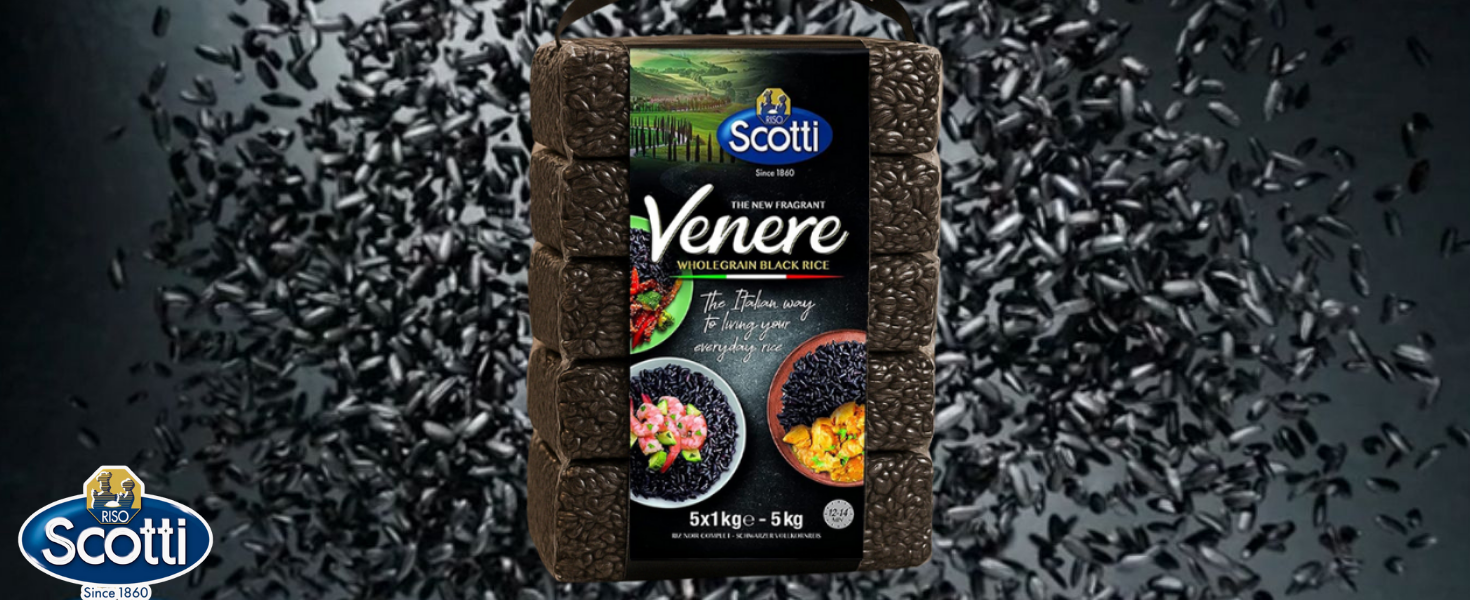 Black Grain Rice, 1.1 lbs (500g), Product of Italy, Riso Scotti, Venere, Premium Quality Whole Grain Rice, Wheat Free, Ancient Whole Wild Grain, (500 g (1.1 lbs),