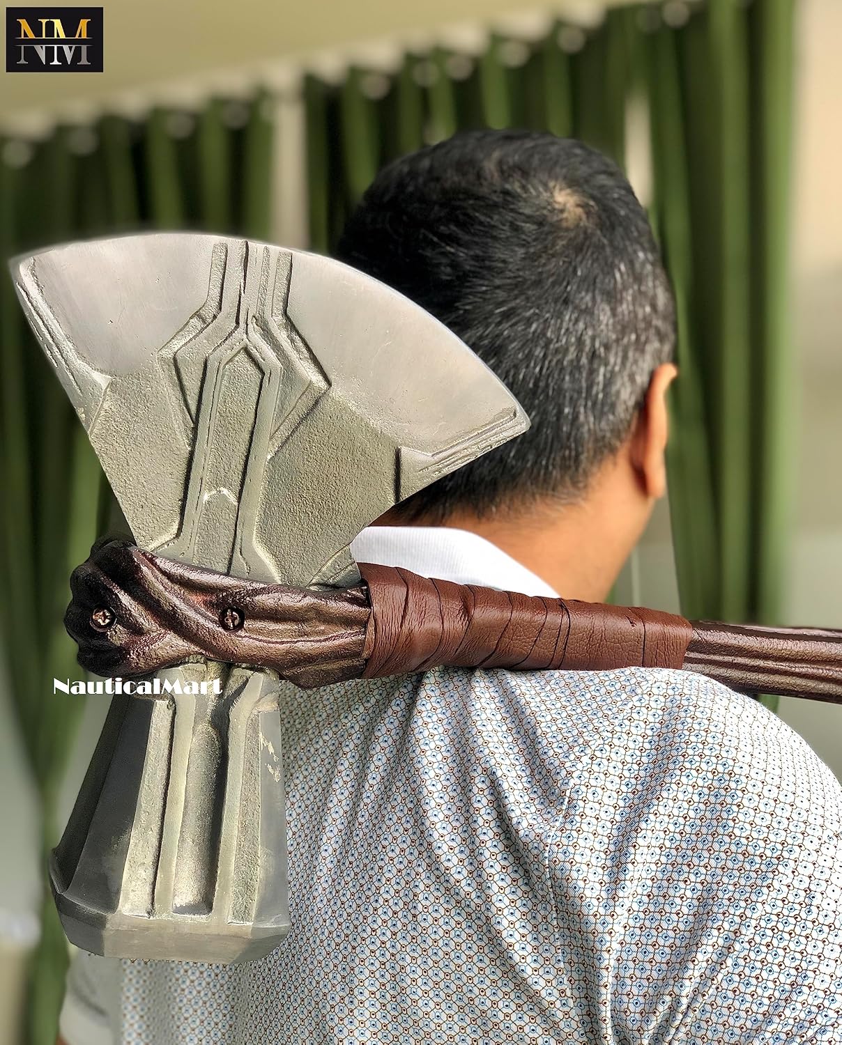 Thor Stormbreaker Axe Thor's Hammer Cosplay Movie Accessory Halloween Viking Axe Cosplay Replica Gifts for Role Playing Event Brown