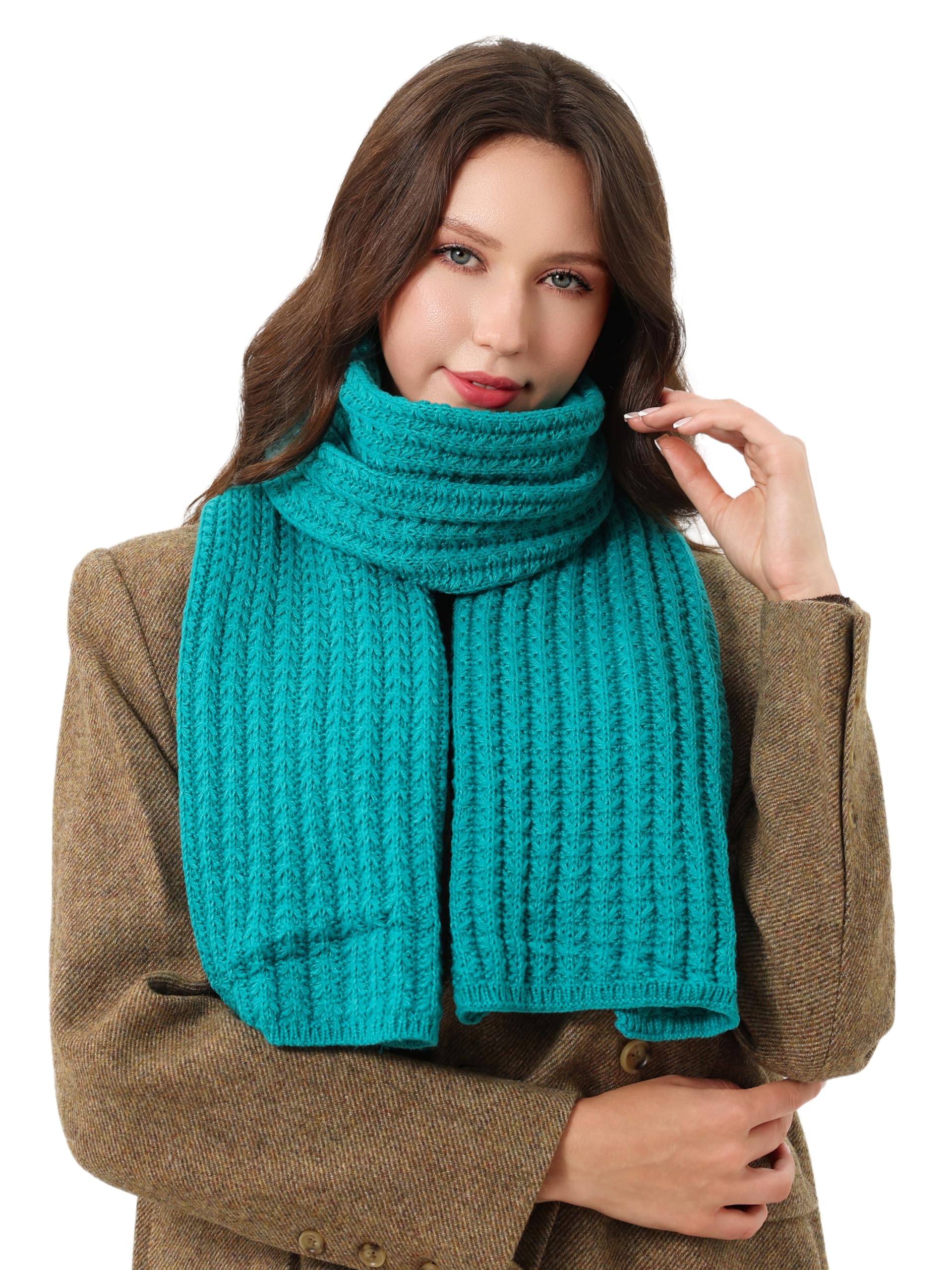 DonDon scarf for women uk winter scarf knitted scarf - Petrol