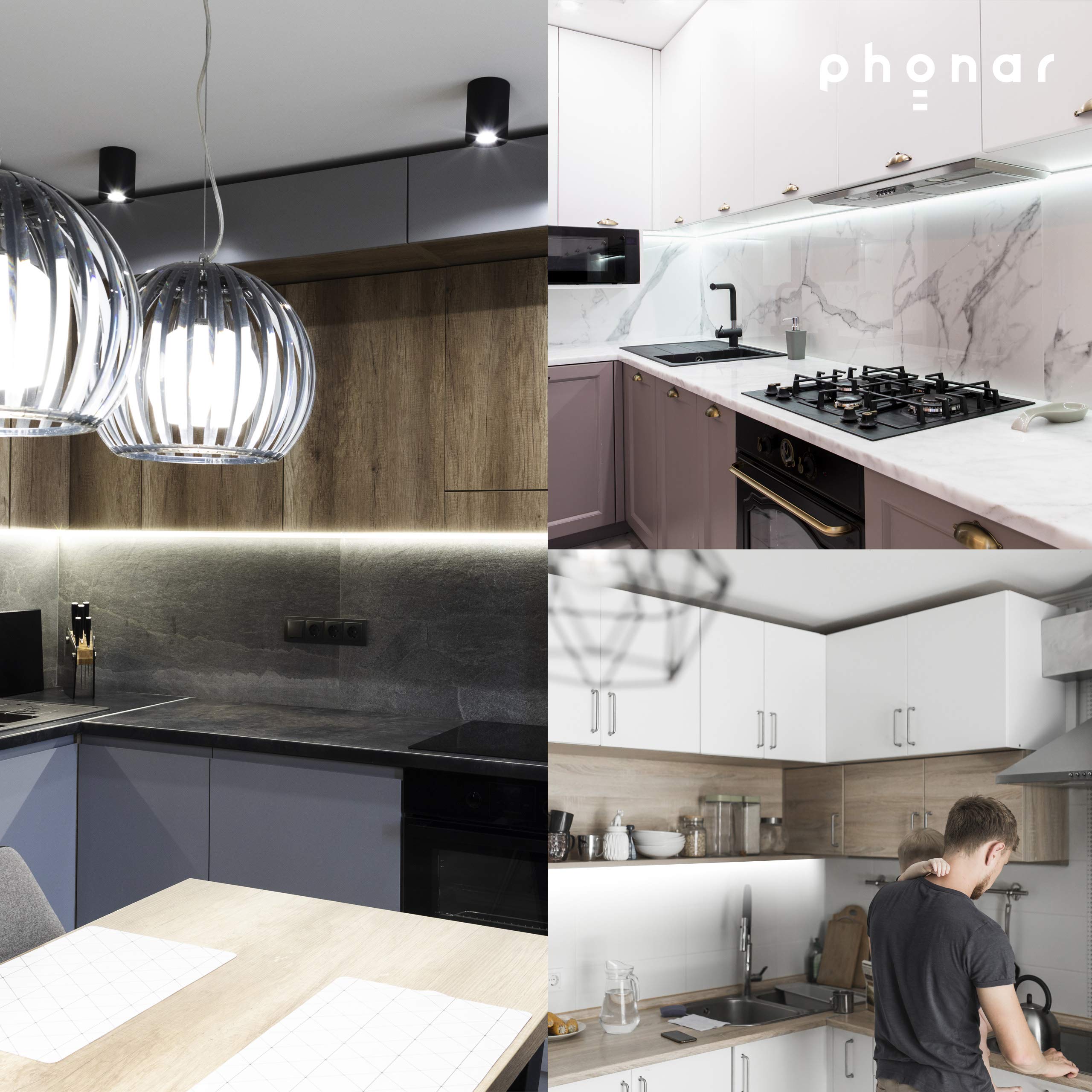 phonar Led Unterbauleuchte Küche 90cm - Küchenunterbauleuchte in kaltweiss I Einfache Montage I Inklusive Zubehör I 4000K Neutralweiß